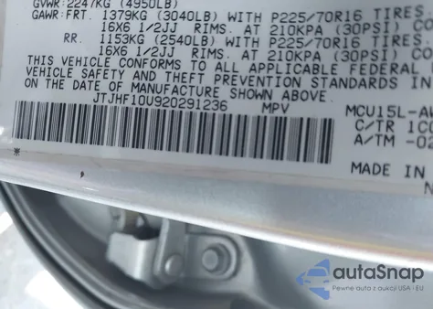 2002 Lexus Rx 300 из США, поврежденный, VIN JTJHF10U920291236